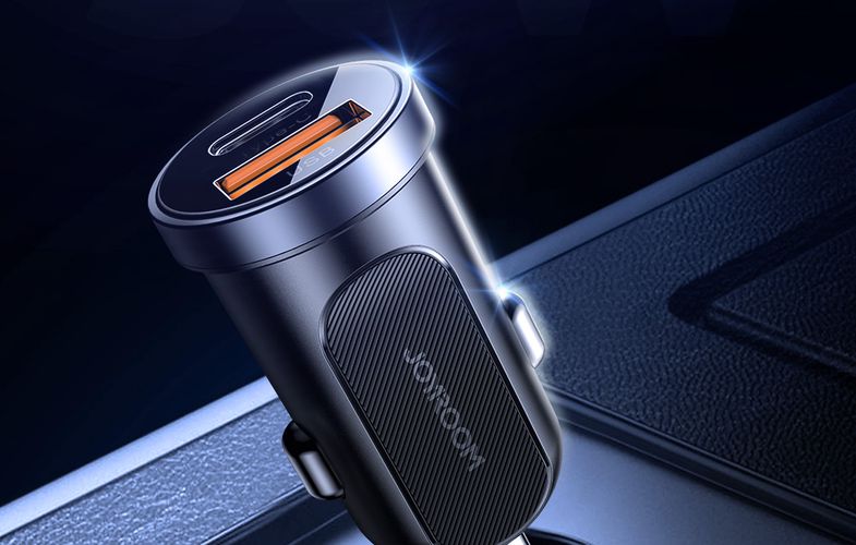 Car charger Joyroom C-A08, 1x USB QC3.0, 1x USB-C PD 30W (black), Joyroom C-A08