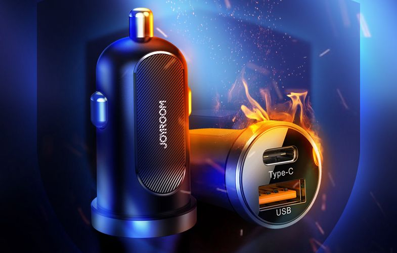 Car charger Joyroom C-A08, 1x USB QC3.0, 1x USB-C PD 30W (black), Joyroom C-A08