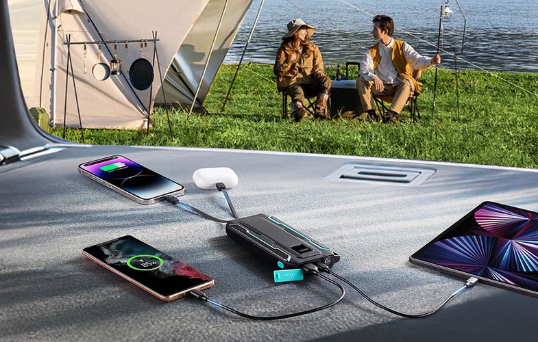 Powerbank Joyroom JR-L017 10000mAh, 22.5W, with Lightning + USB-C cable (black), Joyroom JR-L017