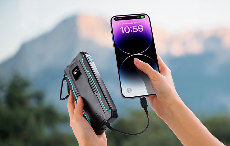 Powerbank Joyroom JR-L017 10000mAh, 22.5W, with Lightning + USB-C cable (black), Joyroom JR-L017