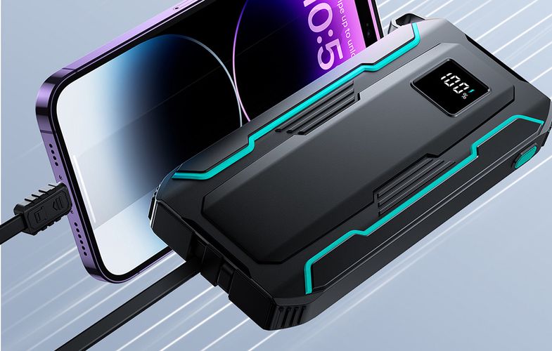 Powerbank Joyroom JR-L017 10000mAh, 22.5W, with Lightning + USB-C cable (black), Joyroom JR-L017