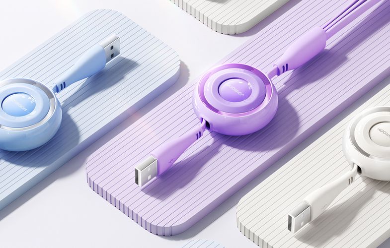 3in1 Joyroom Colorful USB to USB-C/Lightning/Micro USB cable 3.5A, 1m (purple), Joyroom S-A40 Purple