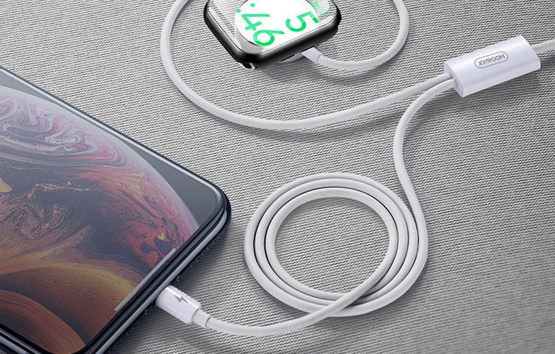 2-in-1 induction charger for Apple Watch / Lightning Joyroom S-IW002S 1.5m (white), Joyroom S-IW002S