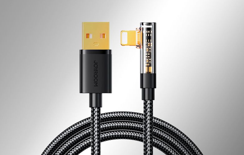 Angle Cable to USB-A / Lightning / 1.2m Joyroom S-UL012A6 (black), Joyroom S-UL012A6 1.2m Black