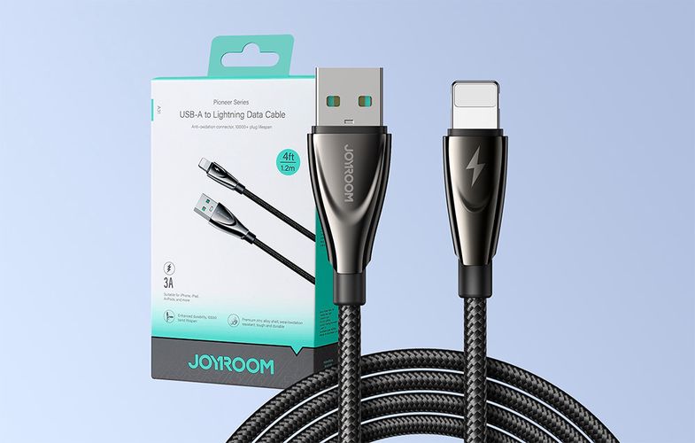 Cable Pioneer 3A USB to Lightning SA31-AL3 / 3A / 1,2m (black), Joyroom SA31-AL3 1.2m-Black