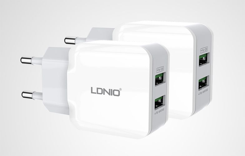 Wall charger LDNIO A2202, 2x USB, 12W (white), LDNIO A2202 EU