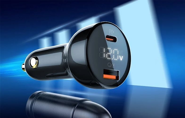 LDNIO C101 Car Charger, USB + USB-C, 100W + USB-C to Lightning Cable (Black), LDNIO C101 Type C to light