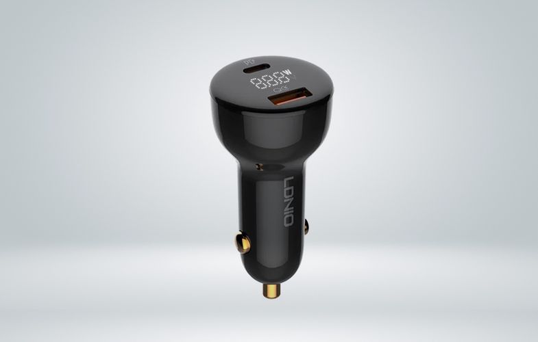 LDNIO C101 Car Charger, USB + USB-C, 100W + USB-C to Lightning Cable (Black), LDNIO C101 Type C to light