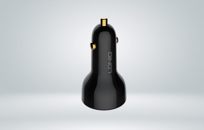 LDNIO C101 Car Charger, USB + USB-C, 100W + USB-C to Lightning Cable (Black), LDNIO C101 Type C to light