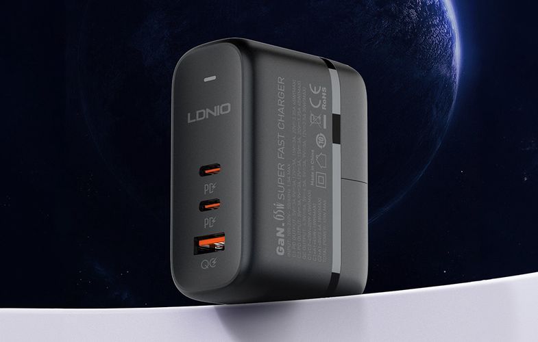 GaN Charger USB type-C LDNIO  65W black, LDNIO Q366