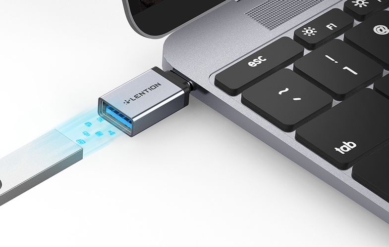 USB-C to USB 3.0 Adapter Lention (silver), Lention CB-TP-C3-GRY-NA