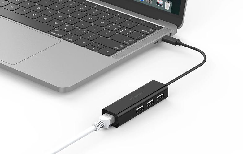 Lention Hub USB-C to 3x USB 2.0 + Ethernet Adapter (black), Lention "CB-UC-USB2.0- HUB-B