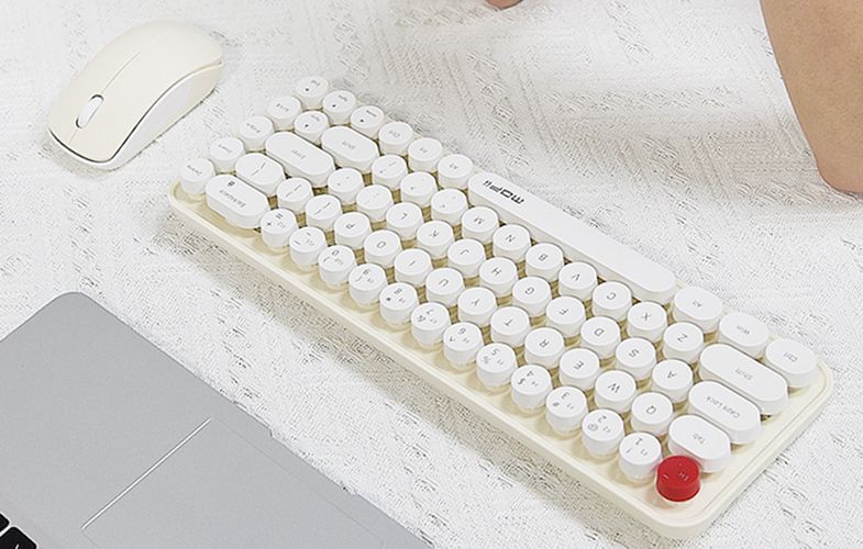 Wireless keyboard + mouse set MOFII Bean 2.4G (White-Beige), MOFII SMK-676367A WB