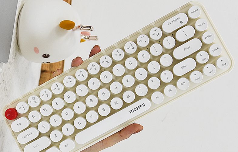 Wireless keyboard + mouse set MOFII Bean 2.4G (White-Beige), MOFII SMK-676367A WB