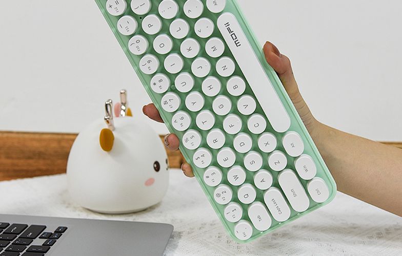 Wireless keyboard + mouse set MOFII Bean 2.4G (White-Green), MOFII SMK-676367A WG