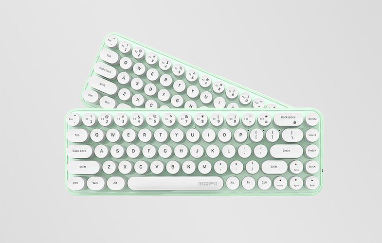 Wireless keyboard + mouse set MOFII Bean 2.4G (White-Green), MOFII SMK-676367A WG