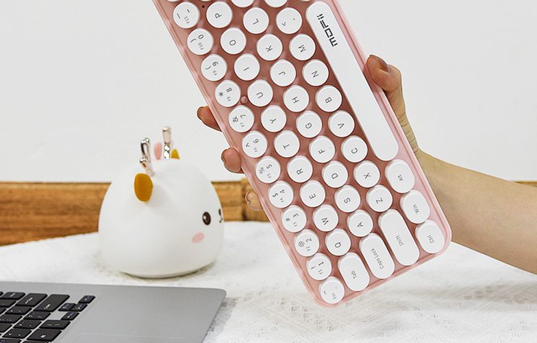 Wireless keyboard + mouse set MOFII Bean 2.4G (White-Pink), MOFII SMK-676367A WP