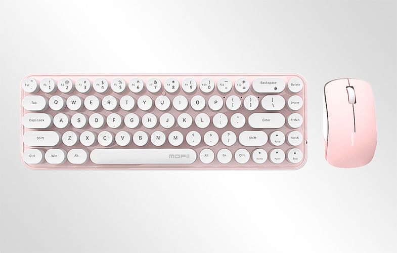 Wireless keyboard + mouse set MOFII Bean 2.4G (White-Pink), MOFII SMK-676367A WP