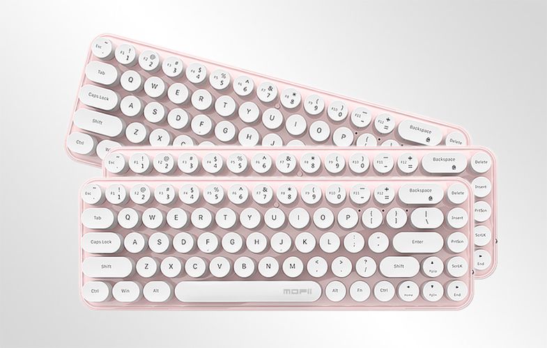 Wireless keyboard + mouse set MOFII Bean 2.4G (White-Pink), MOFII SMK-676367A WP