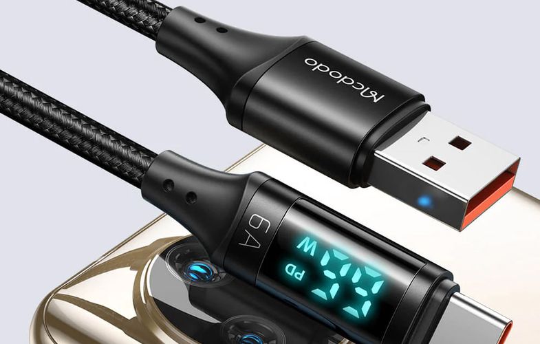 Cable USB to USB-C Mcdodo CA-1080 with display , 66W, 6A, 1.2m (black), Mcdodo CA-1080