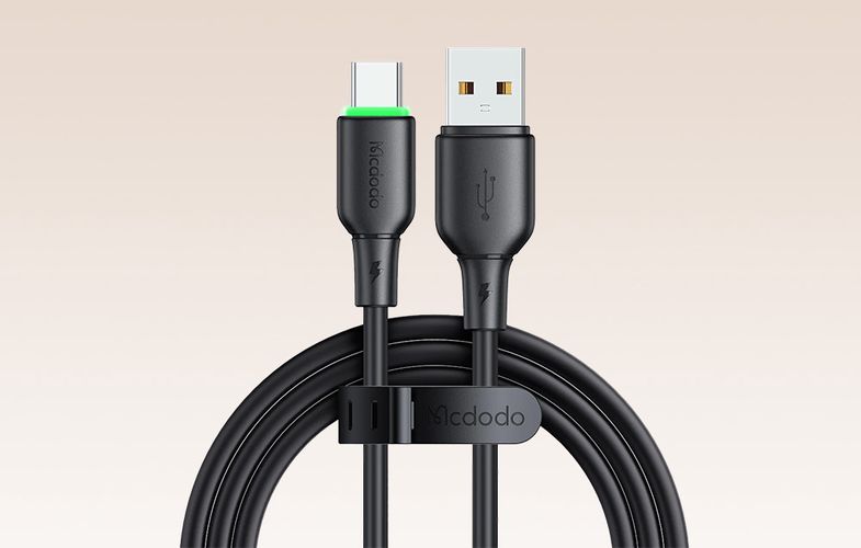 USB to USB-C Cable Mcdodo CA-4751 with LED light 1.2m (black), Mcdodo CA-4751