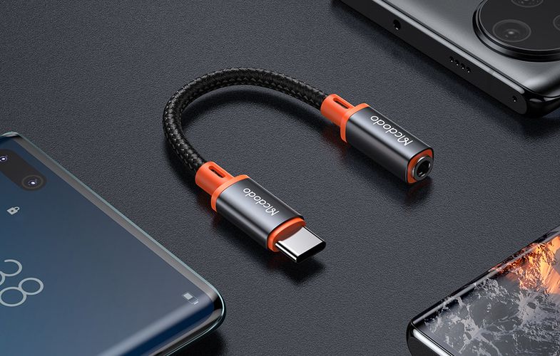 USB-C to AUX mini jack 3.5mm audio adapter Mcdodo CA-7561, DAC, 0.11m (black), Mcdodo CA-7561