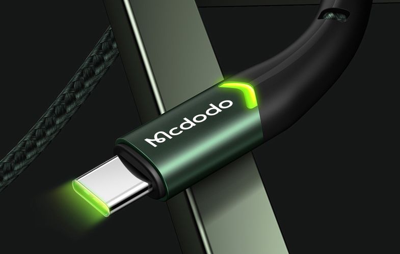 USB to USB-C Mcdodo Magnificence CA-7961 LED cable, 1m (green), Mcdodo CA-7961