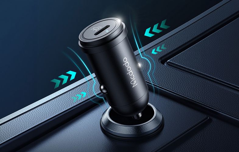 Car Charger McDodo CC-7493 65W With Mini White USB-C Cable With E-mark Chip 1m 100W (black), Mcdodo CC-7493