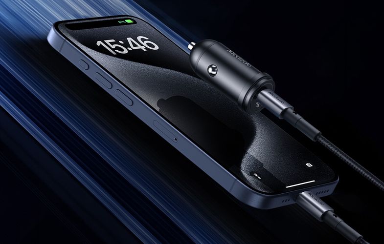 Car Charger McDodo CC-7493 65W With Mini White USB-C Cable With E-mark Chip 1m 100W (black), Mcdodo CC-7493