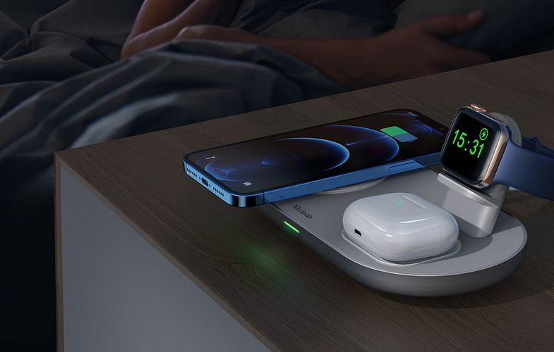 Wireless Charger Mcdodo CH-7060 3 in 1 15W (mobile/TWS/Apple watch) (white), Mcdodo CH-7060