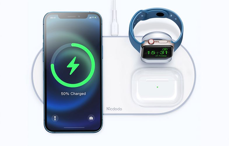 Wireless Charger Mcdodo CH-7062 3 in 1 15W (mobile/TWS/Apple watch) (white), Mcdodo CH-7062