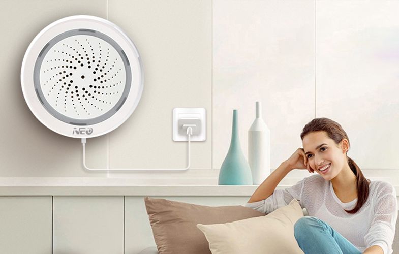 Smart Alarm Siren NEO NAS-AB02WT with Humidity Temperature Sensor, WiFi TUYA, Neo NAS-AB02WT