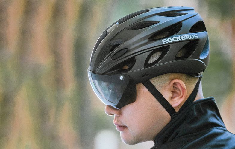 Cycling Helmet with glasses  Rockbros TT-16 (black), Rockbros TT-16-BK