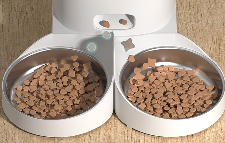 Rojeco 4L Automatic Pet Feeder WiFi Version with Double Bowl, Rojeco PTM-001-dual