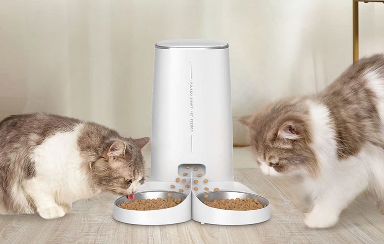 Rojeco 4L Automatic Pet Feeder WiFi Version with Double Bowl, Rojeco PTM-001-dual