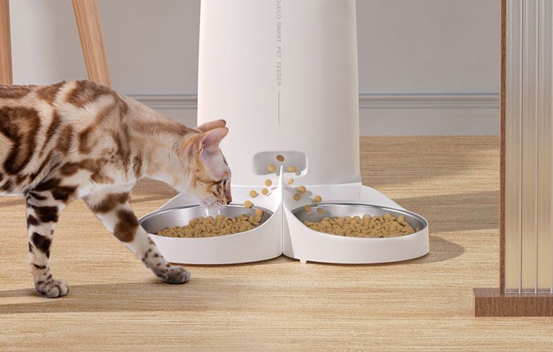 Rojeco 4L Automatic Pet Feeder WiFi Version with Double Bowl, Rojeco PTM-001-dual