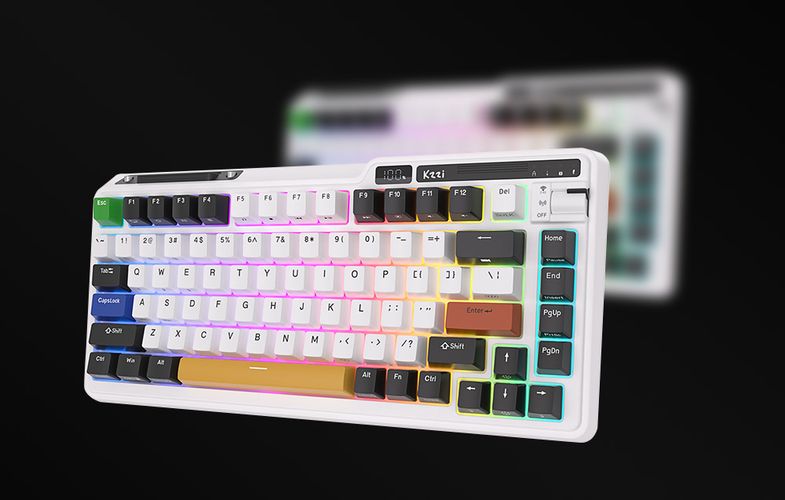 Wireless mechanical keyboard Royal Kludge KZZI K75 pro RGB, Moment Switch (black and white), Royal Kludge KZZI K75 pro moment