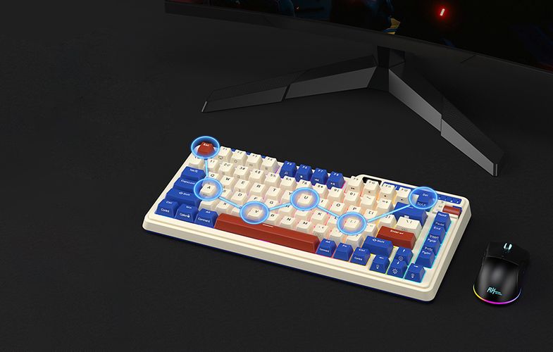 Wireless mechanical keyboard Royal Kludge KZZI K75 pro RGB, Moment Switch (retro blue), Royal Kludge KZZI K75pro moment