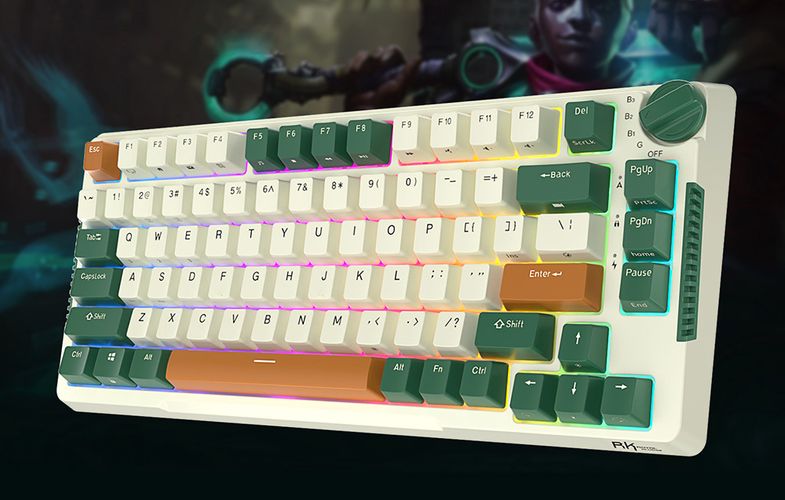 Wireless mechanical keyboard Royal Kludge RKH81 RGB, Sky cyan switch (green), Royal Kludge RKH 81 skycyan green