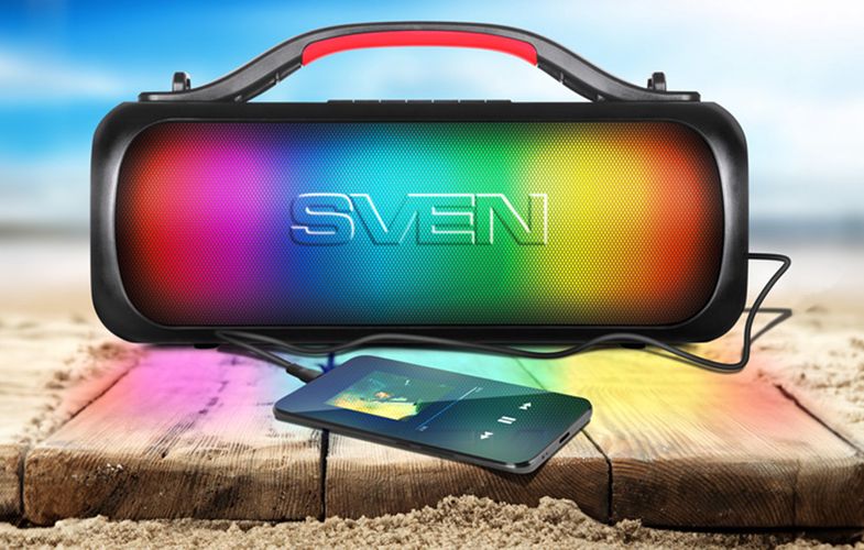 Speakers SVEN PS-360, 24W Waterproof, Bluetooth (black), Sven SV-021740