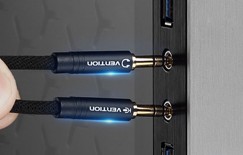 Cable audio mini jack 3.5mm female to 2x mini jack 3.5 mm male Vention BBLBAB 0.6m (black), Vention BBLBAB