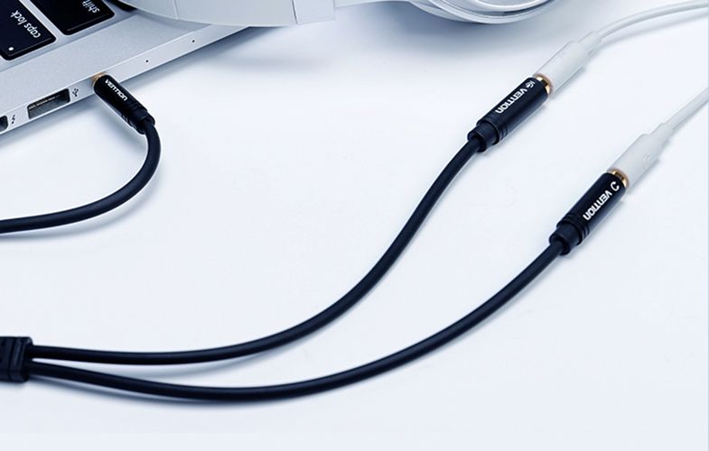 Cable Audio 3.5mm Male to 2x 3.5mm Female Vention BBVBY 0.3m (black), Vention BBVBY