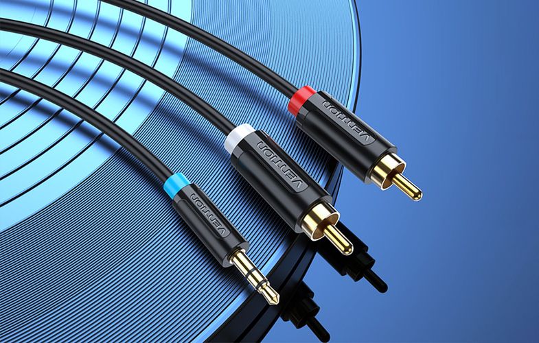 Cable Audio Adapter 3.5mm Male to 2x Male RCA Vention BCLBK 8m Black, Vention BCLBK
