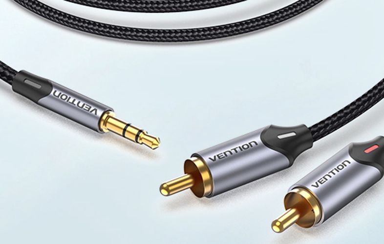 Cable Audio 2xRC to 3.5mm Vention BCNBL 10m (grey), Vention BCNBL