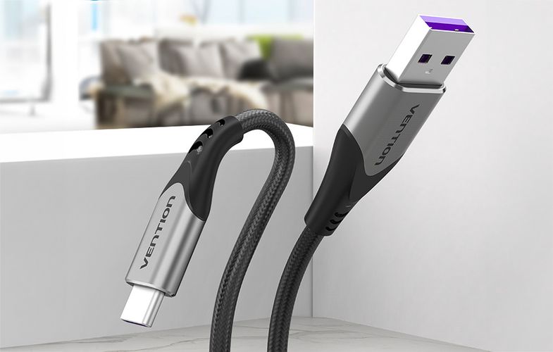 Cable USB-C to USB 2.0 Vention COFHG FC 5A 1.5m (grey), Vention COFHG