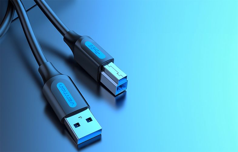 USB 3.0 A to B print cable Vention COOBF 2A 1m Black PVC, Vention COOBF