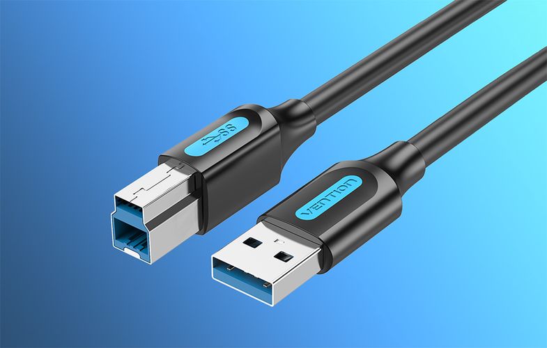 USB 3.0 A to B print cable Vention COOBI 2A 3m Black PVC, Vention COOBI
