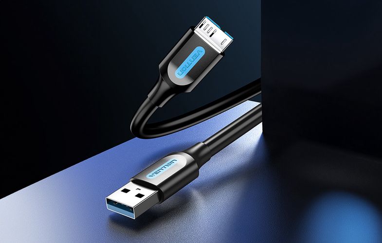 USB 3.0 A to Micro-B cable Vention COPBD 2A 0.5m Black PVC, Vention COPBD