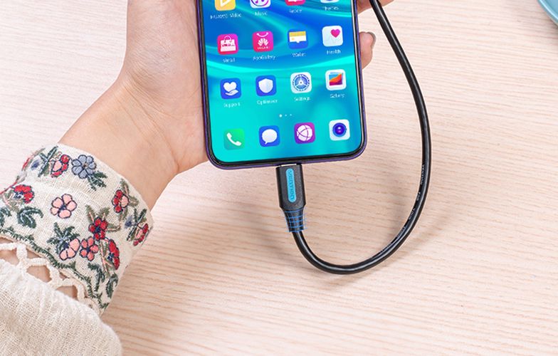 USB 2.0 A to USB-C Cable Vention CORBI 5A 3m Black PVC, Vention CORBI