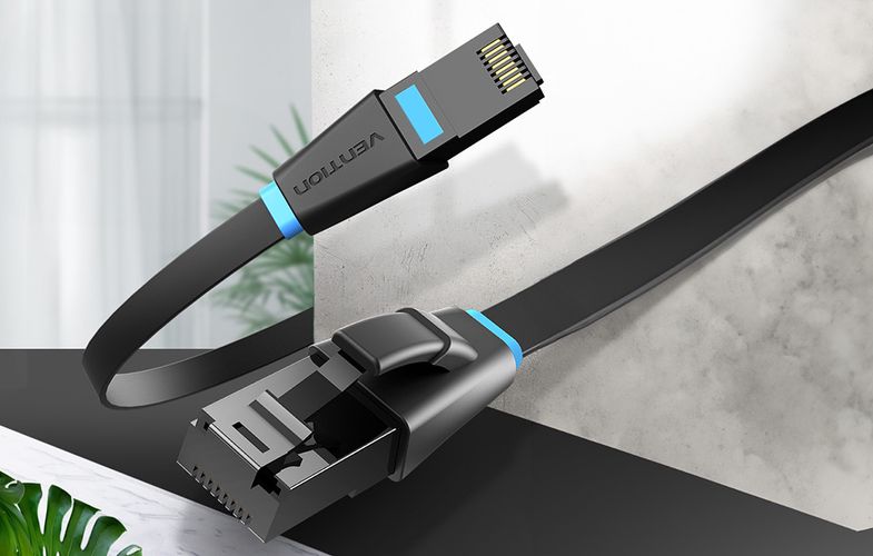 Flat Network Cable UTP CAT6 Vention IBJBU RJ45 Ethernet 1000Mbps 35m Black, Vention IBJBU